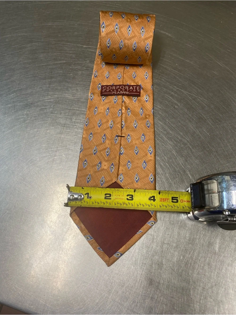 Men's Tan Geometric Pattern Silk Tie